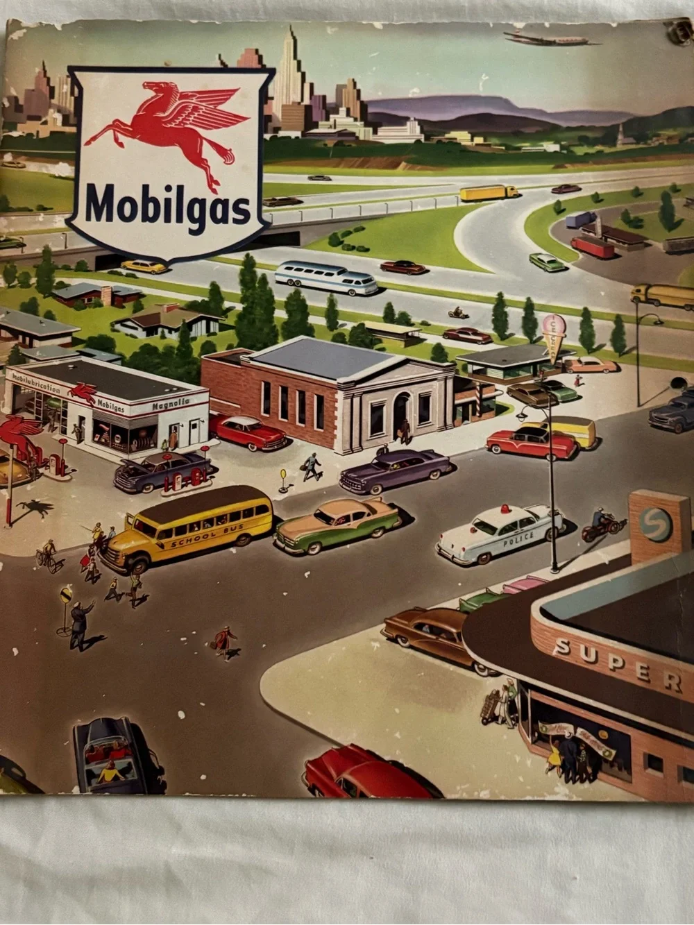 Vintage 1956 Mobilgas Wall Calendar - Complete 12 Months